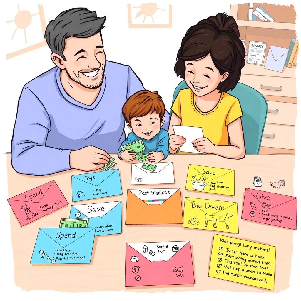 Envelope method for kids: teach children to spend, save and give wisely