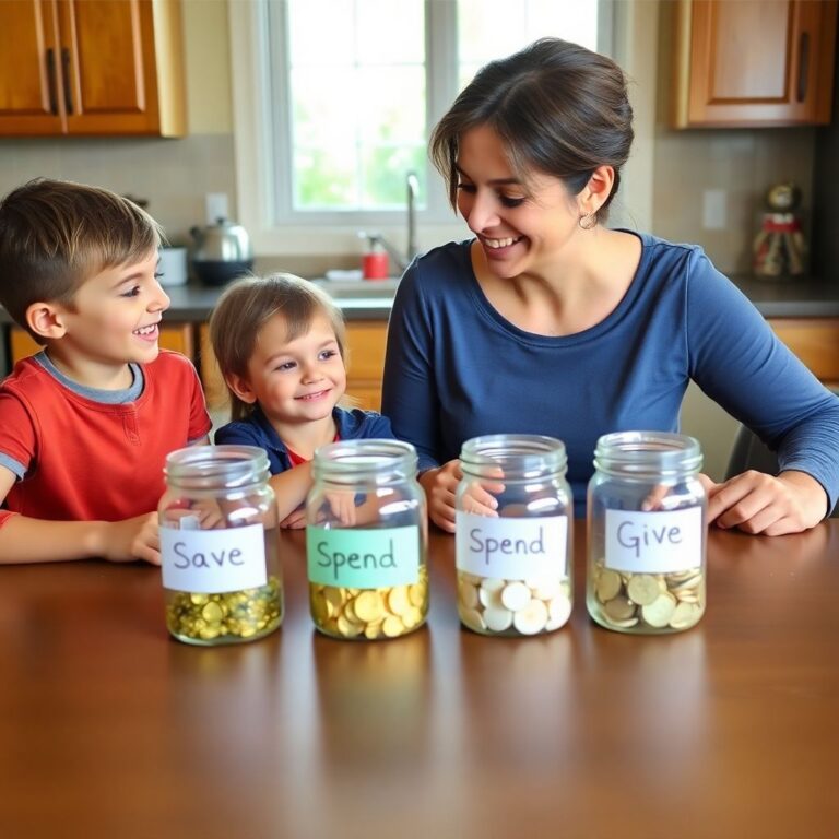 Teaching kids to budget their allowance with a simple save spend give system